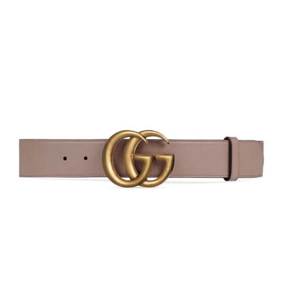 Gucci leather belt double G buckle - dusty pink leather